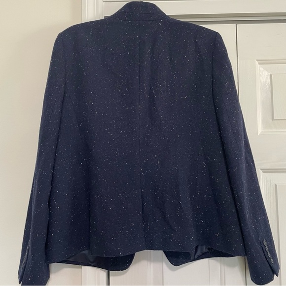 Loft Navy Confetti Wool Blend Single Button Ladies Blazer Size 14 - Picture 6 of 11